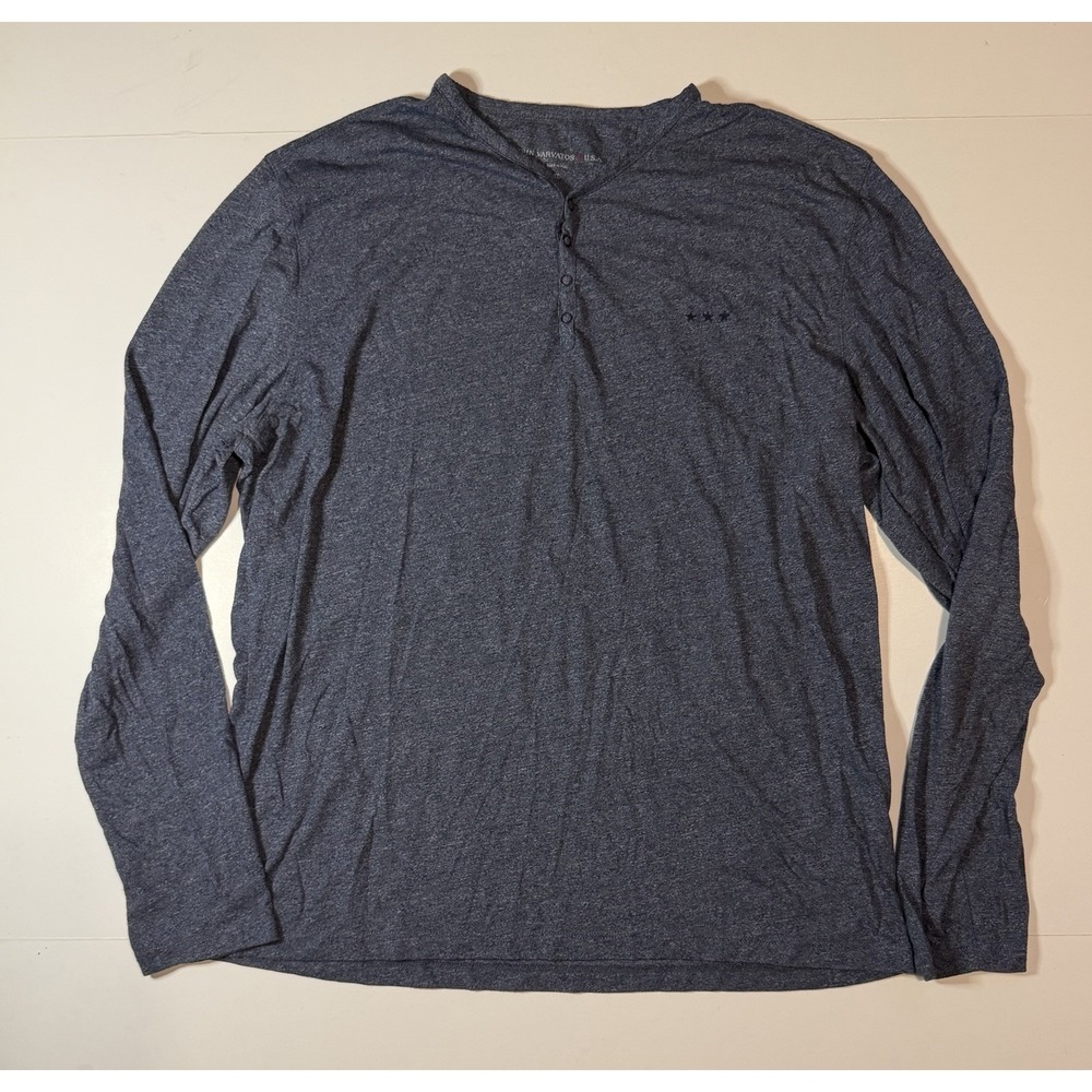 John Varvatos Star USA Henley L/S Shirt Knit Size XL Blue